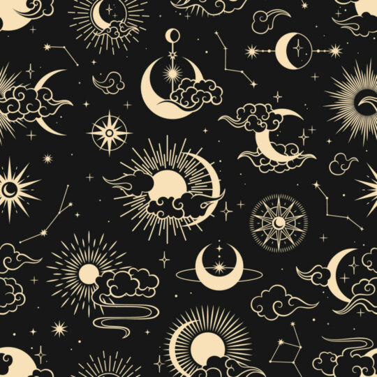 Black and yellow celestial removable wallpaper