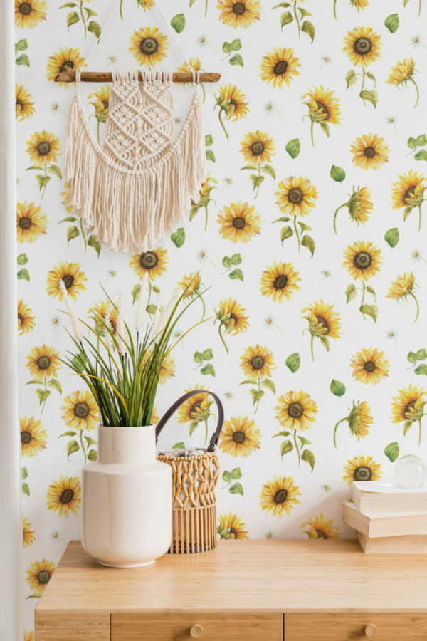 Sunflower wallpaper peel and stick or non-pasted