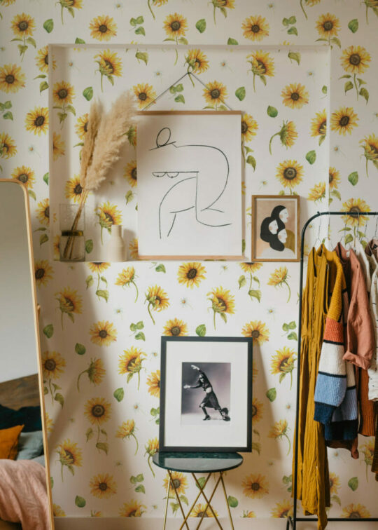 Sunflower peel stick wallpaper