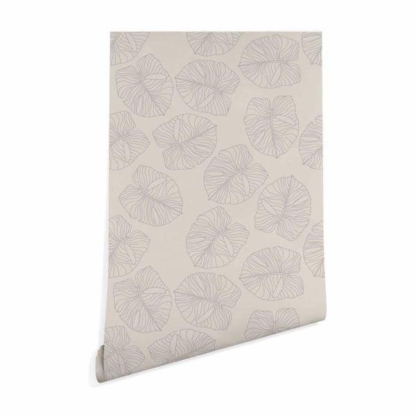 Neutral leaf peel and stick removable wallpaper