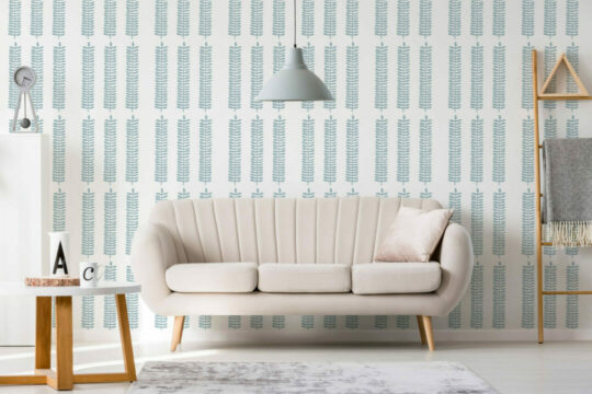 Blue scandinavian leaf sticky wallpaper