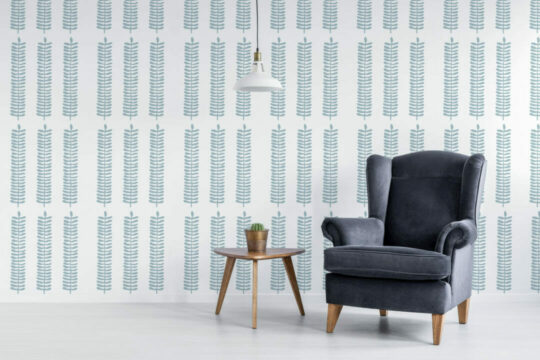 Blue scandinavian leaf peel and stick wallpaper