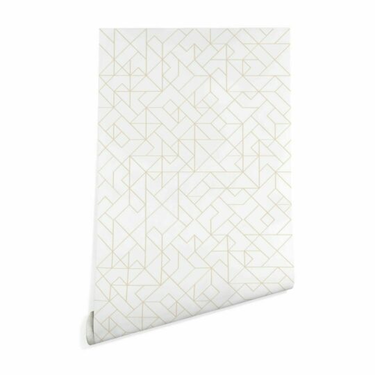 Beige and white geometric pattern wallpaper peel and stick