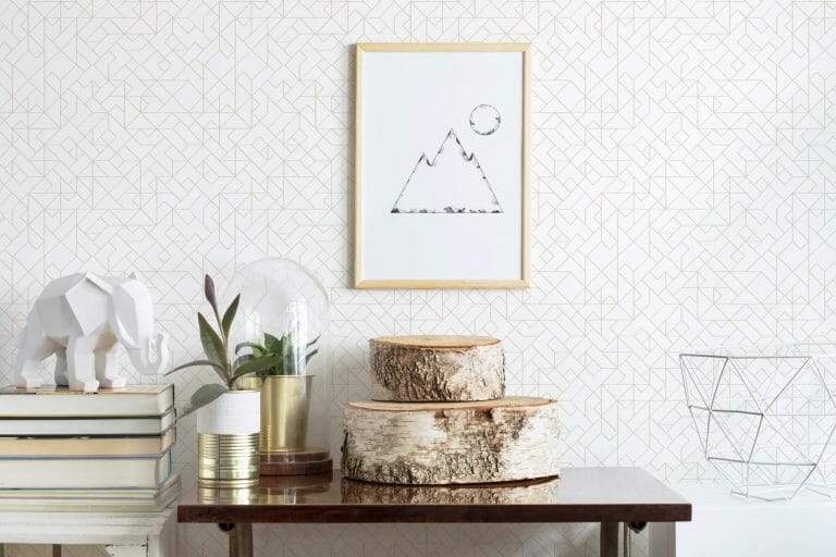 Beige and white geometric pattern wallpaper - Peel and Stick or Non-Pasted