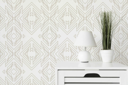 Beige geometric peel and stick wallpaper