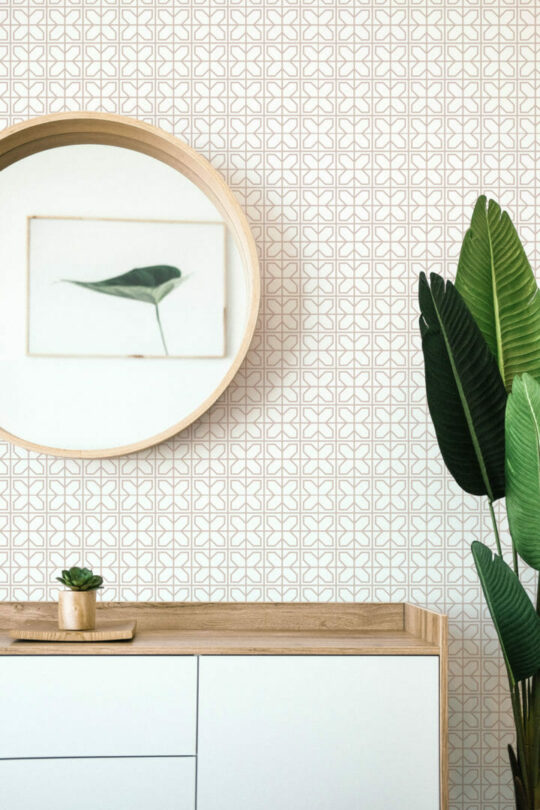 Beige geometric tile peel and stick wallpaper
