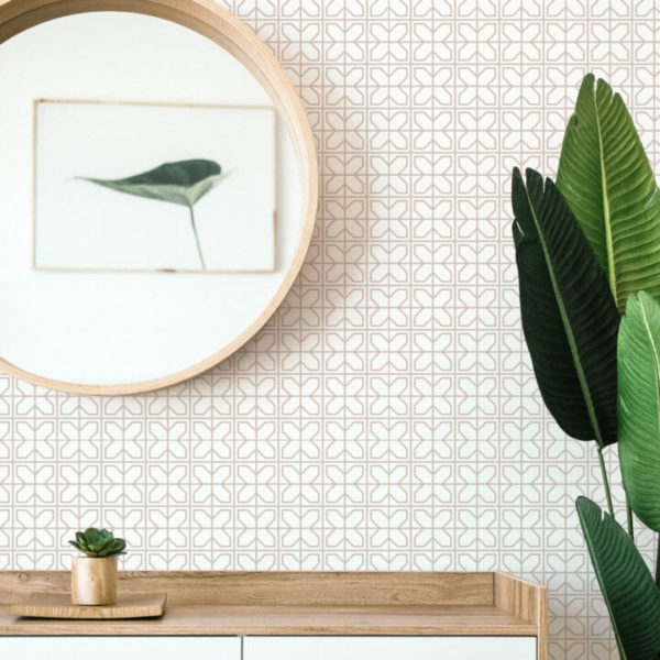 non-pasted beige and white geometric wallpaper