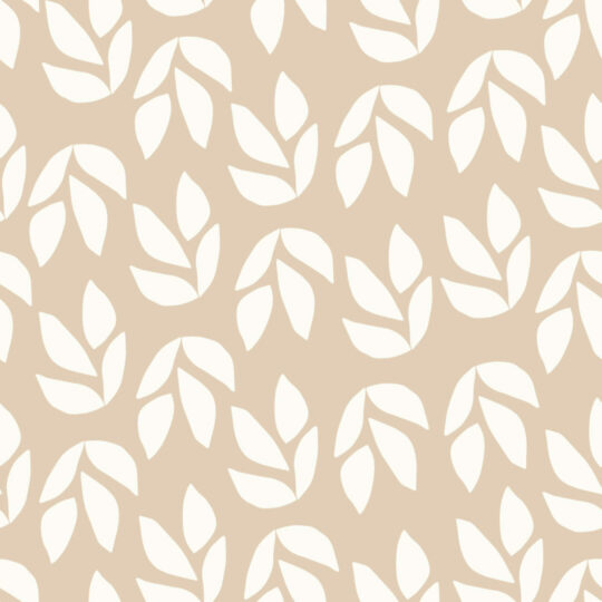 Beige and white leaf removable wallpaper