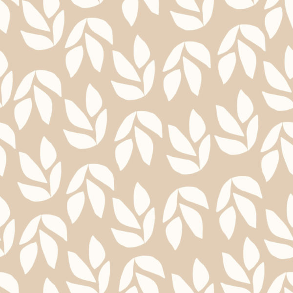 Beige and white leaf removable wallpaper