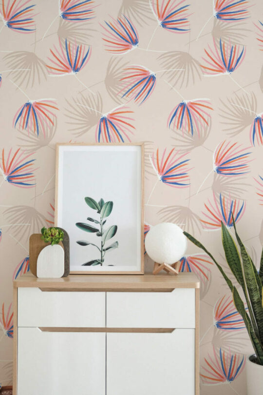 Overlapping floral peel and stick wallpaper
