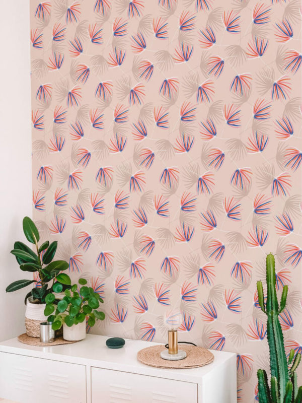 Overlapping floral peel stick wallpaper