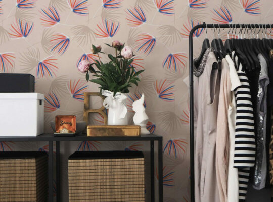 Overlapping floral peel and stick removable wallpaper