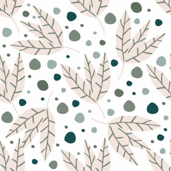 beige white and green leaf stick and peel wallpaper