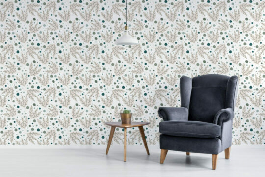 Leaf and dots self adhesive wallpaper