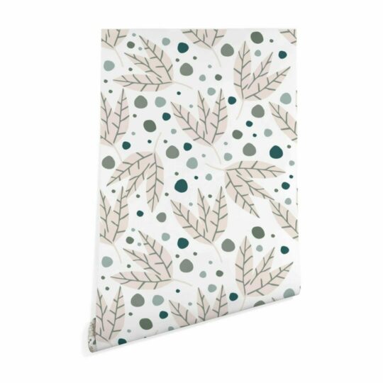Leaf and dots peel and stick removable wallpaper