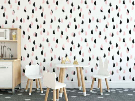 Pink, black and white brush stroke wallpaper for walls