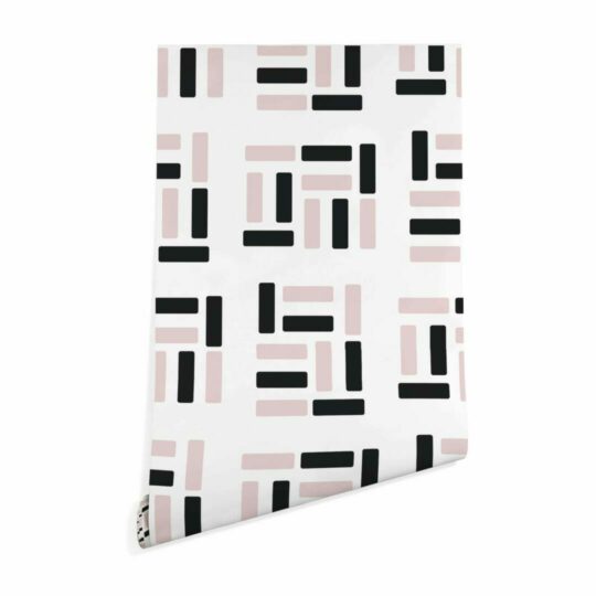 Pink, black and white geometric wallpaper peel and stick