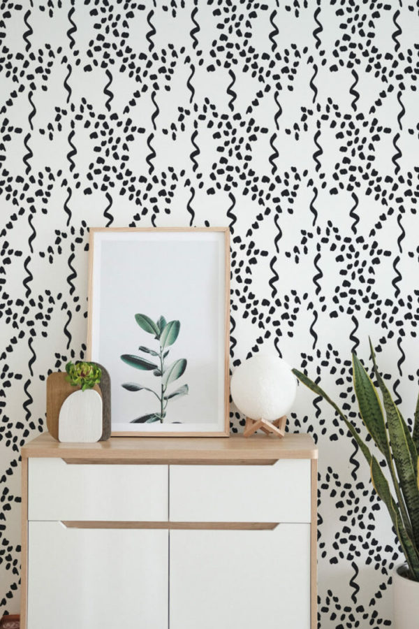Squiggle peel and stick wallpaper