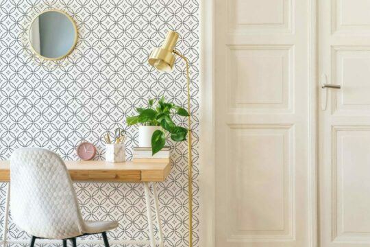 Black and white geometric circle stick on wallpaper