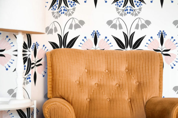 Scandinavian floral geometric wallpaper for walls