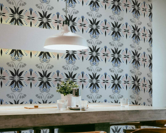 Scandinavian floral geometric stick on wallpaper