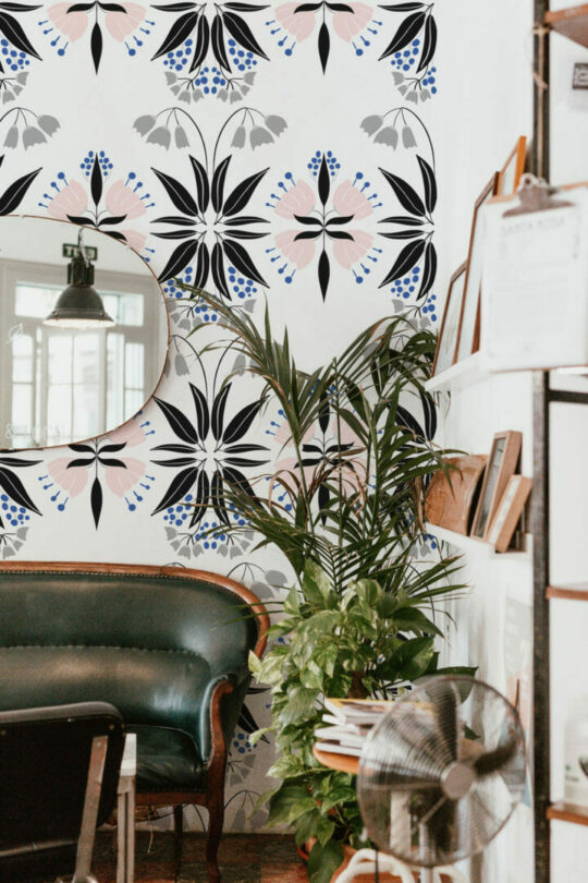 Scandinavian floral geometric self adhesive wallpaper