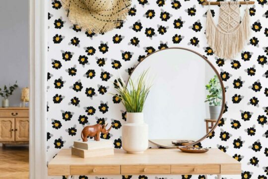 Black daisy wallpaper for walls