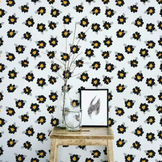 Black daisy temporary wallpaper