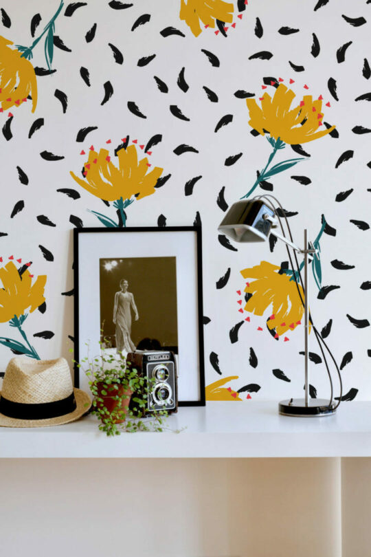 Bold floral peel and stick wallpaper