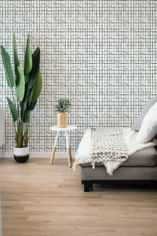 Floral grid sticky wallpaper