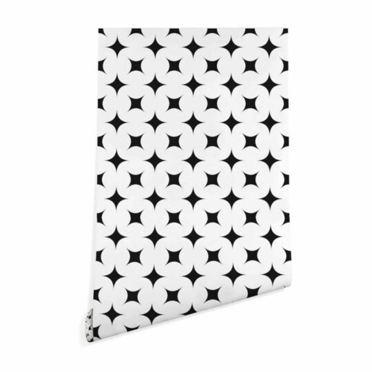 Black and white geometric stars wallpaper peel and stick