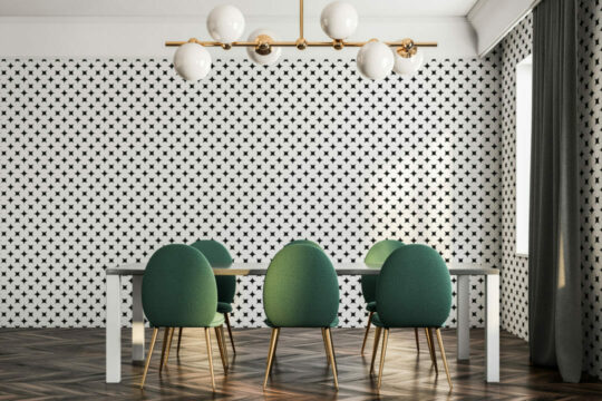 Black and white geometric stars wallpaper for walls