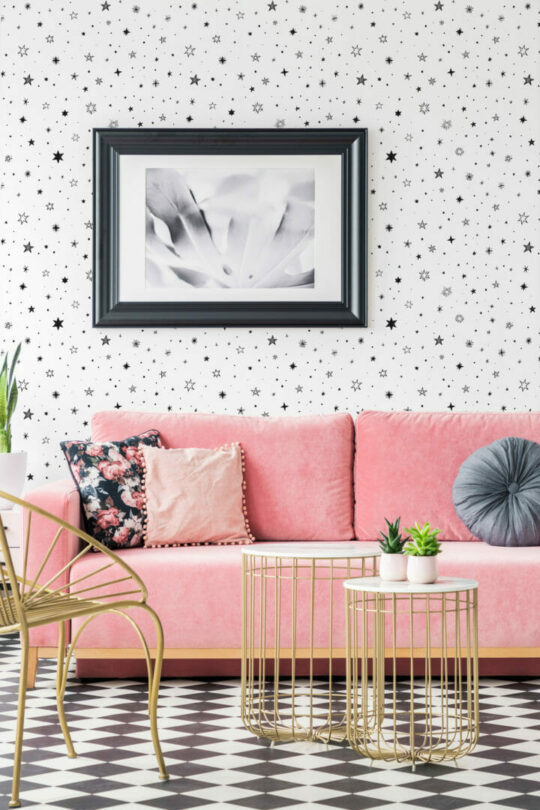 Black and white stars wallpaper for walls