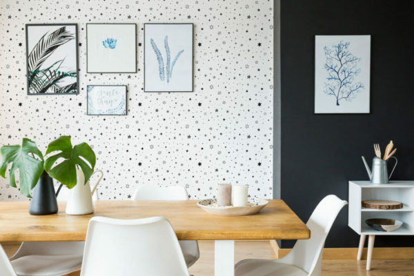 Black and white stars peel stick wallpaper