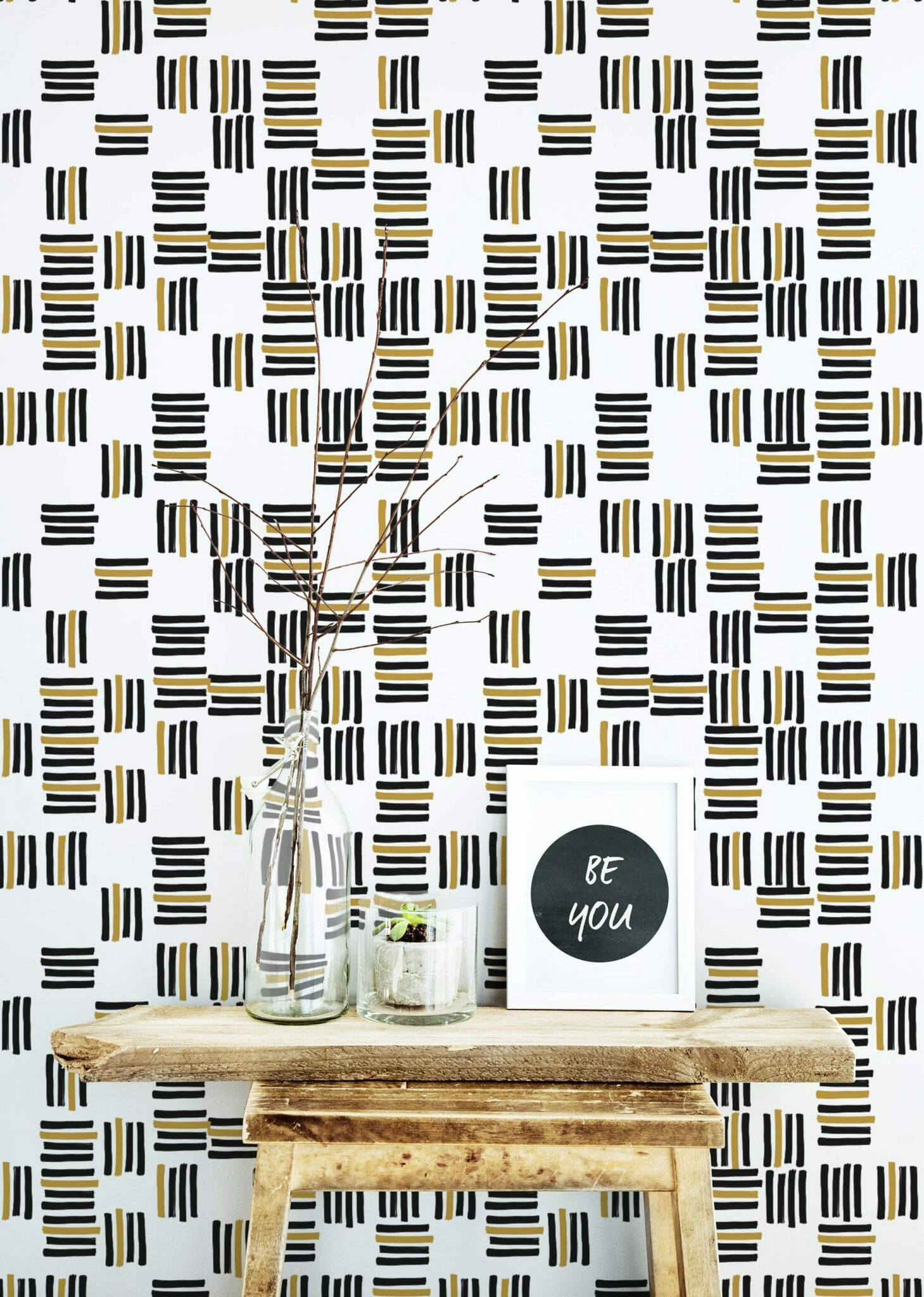 Black and white stripe peel and stick wallpaper | Fancy Walls