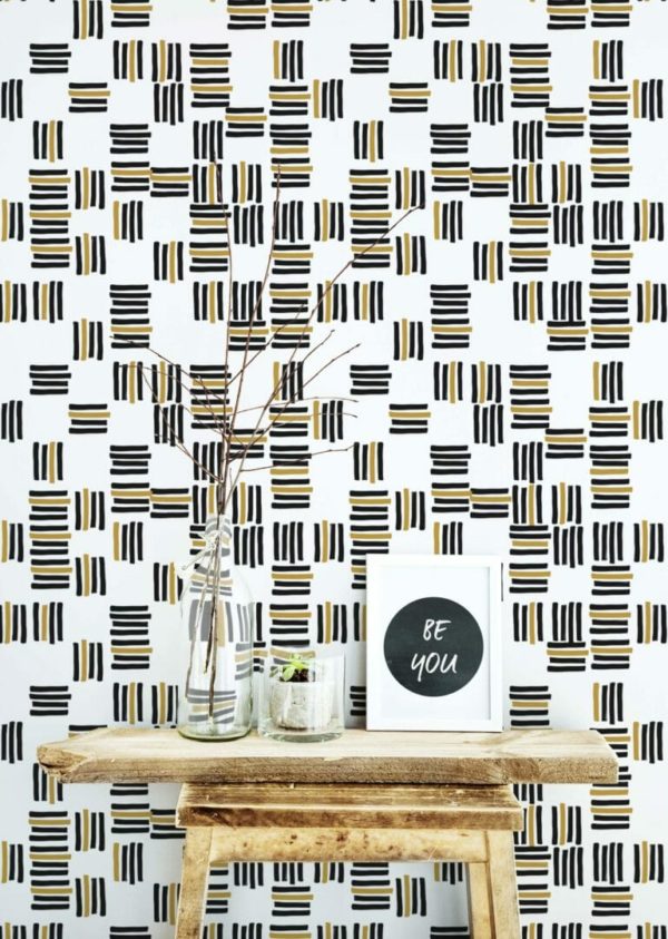 Black and brown stripes stick on wallpaper