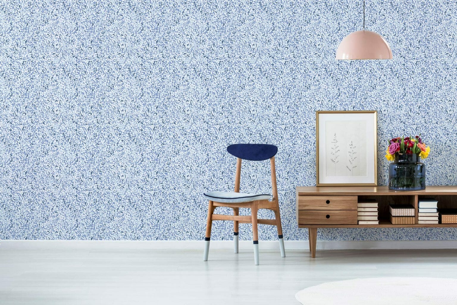 Abstract blue peel and stick wallpaper | Fancy Walls