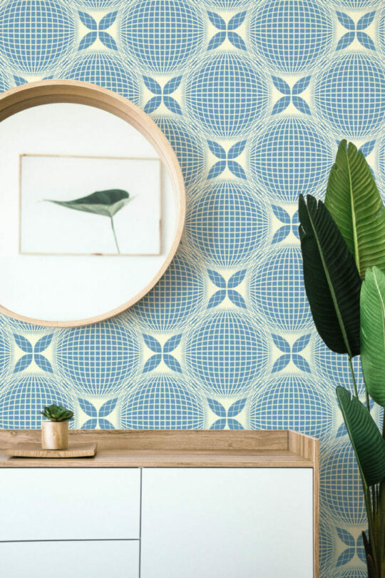 Blue abstract geometric wallpaper for walls