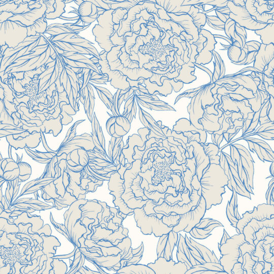 Blue peonies removable wallpaper