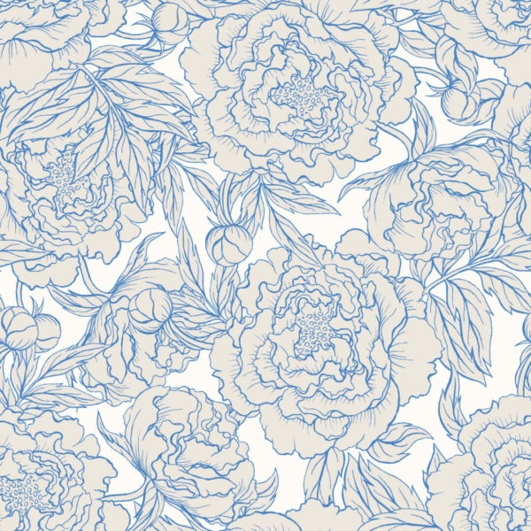 Blue peonies removable wallpaper