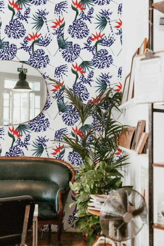 Birds of paradise peel and stick removable wallpaper