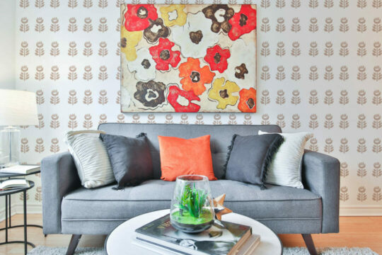 Folk Art floral self adhesive wallpaper