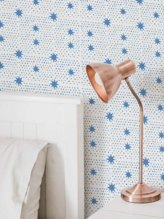 Blue stars peel and stick removable wallpaper