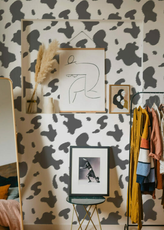 Cow print peel stick wallpaper