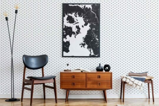 Gray polka dot stick on wallpaper