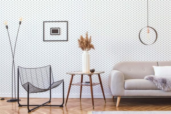 Gray polka dot peel stick wallpaper
