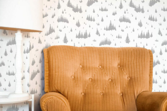 Gray fir tree peel and stick removable wallpaper