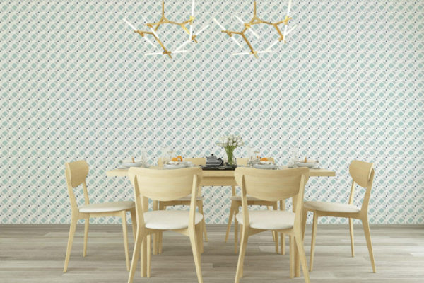 Pastel geometric ornament peel stick wallpaper