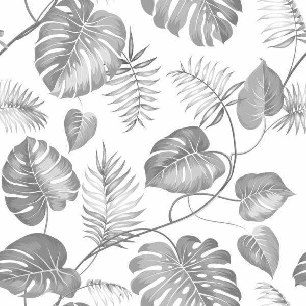 Gray monstera leaf removable wallpaper