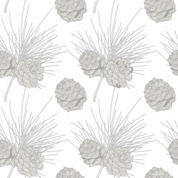 Gray and white pine cone peel and stick wallpaper | Fancy Walls